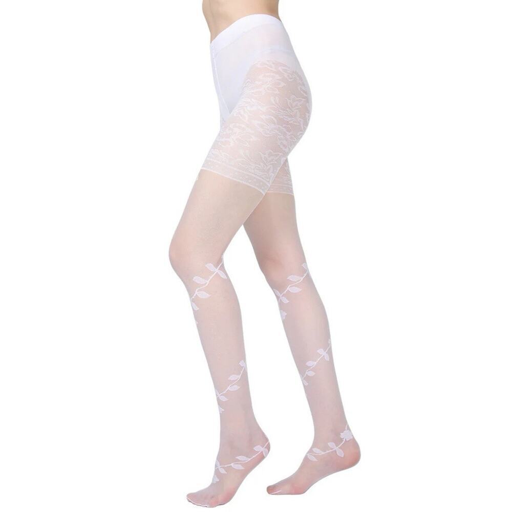🦋B2G1🦋MeMOÍ Bridal PASSION Sheer Control Top Flower Pantyhose - Picture 2 of 4
